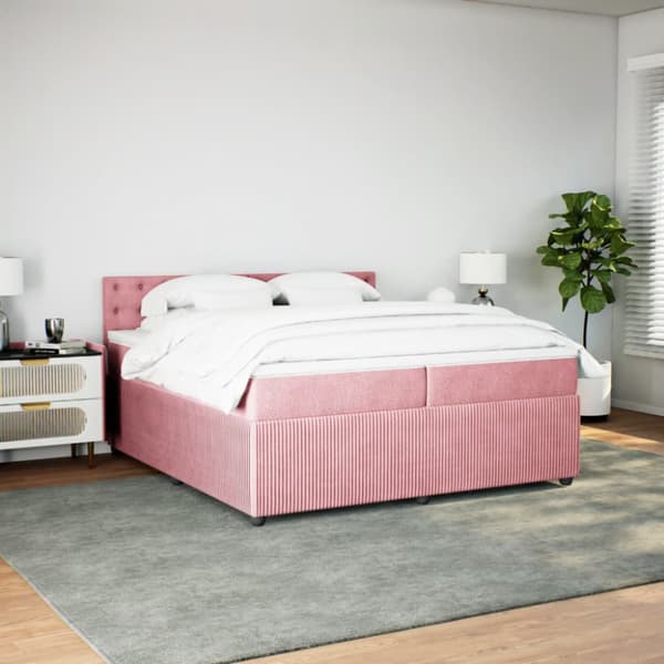 Ramsäng med madrass rosa 200x200 cm sammet