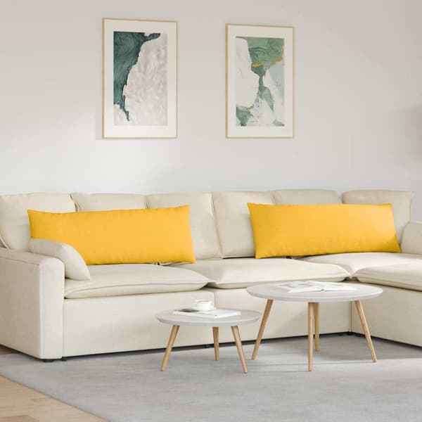 Sofakuddar 2 pcs Ljusgul 120 x 40 cm Kordread tyg