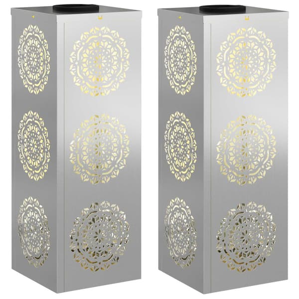 Solar LED Stig Ljus 2 pcs Silver Galvaniserat stål