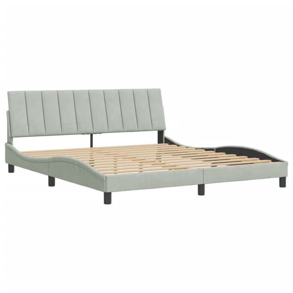 Bed Frame without Mattress "Hanko" Light Grey 180x200 cm Velvet