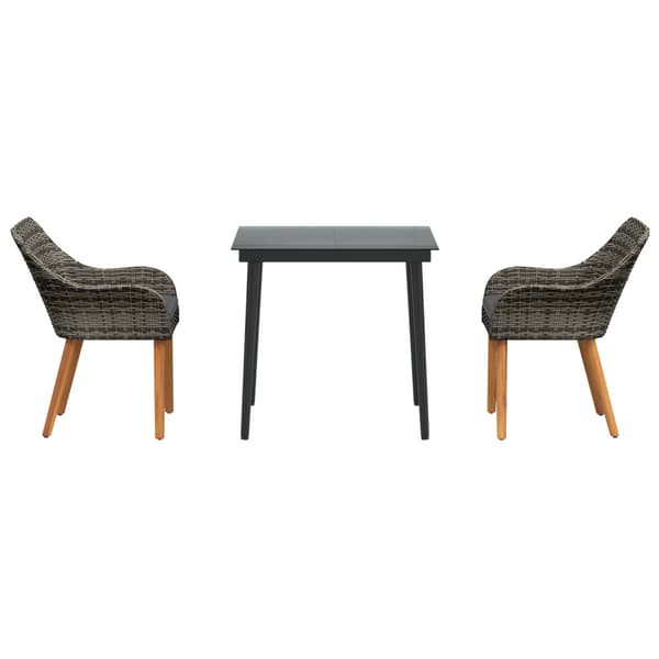 Trädgårdsmöbelset med kudde 3 pcs Grå konstrotting