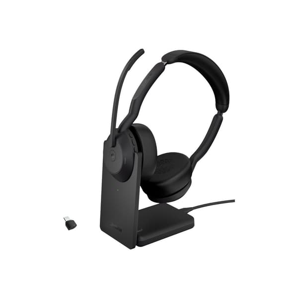 Jabra Evolve2 55 MS Stereo - headset - USB-C - med laddningsställ