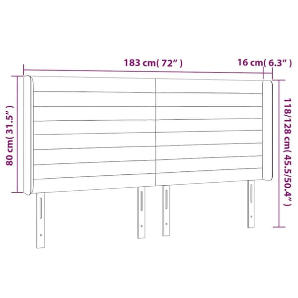 Sänggavel LED mörkgrön 183x16x118/128 cm sammet