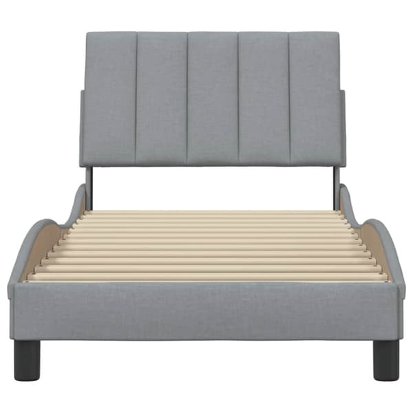 Bed Frame without Mattress "Hanko" Light Grey 80x200 cm Fabric