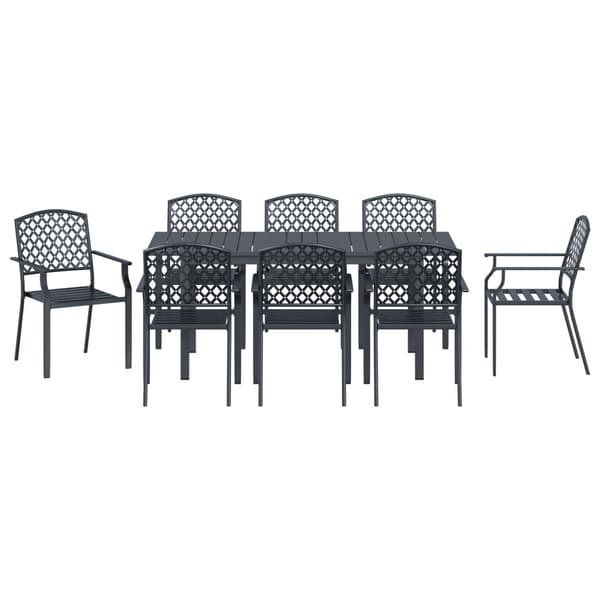 Trädgårdsmöbelset 9 pcs Antracit Pulverlackerad stål
