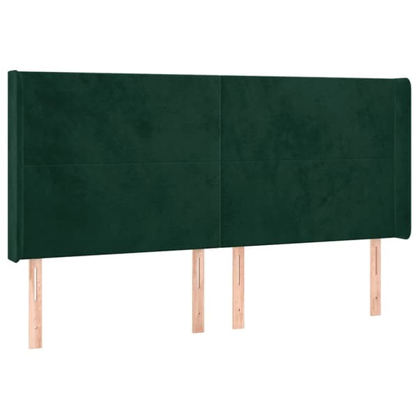 Sänggavel LED mörkgrön 183x16x118/128 cm sammet