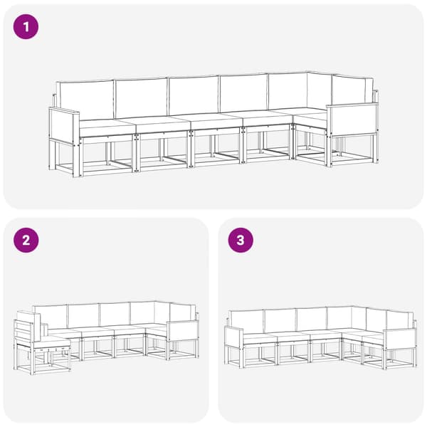 Utomhussoffset med kudde 6 pcs Naturlig och Grädde Polyester