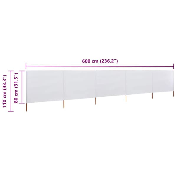 Vindskydd 5 paneler tyg 600x80 cm sandvit