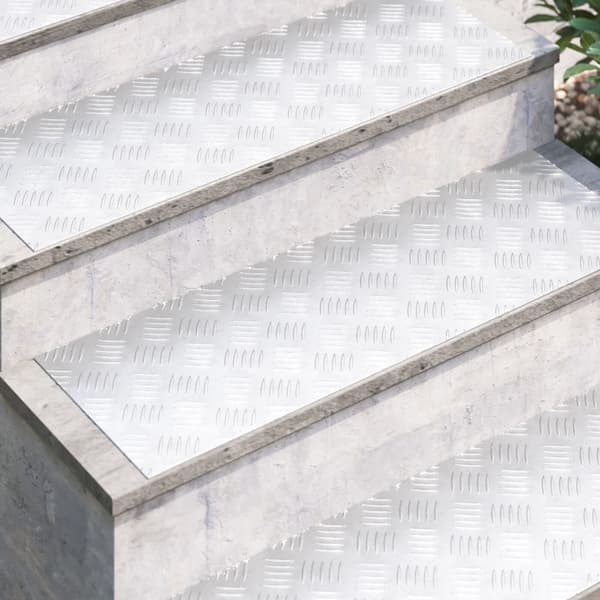 Trappsteg Rektangulär 4 pcs Silver 90 x 30 cm Aluminium