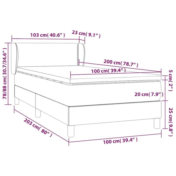 Ramsäng med madrass rosa 100x200 cm sammet