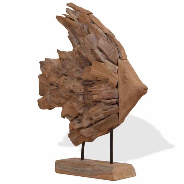 Fiskskulptur teak 40x12x57 cm