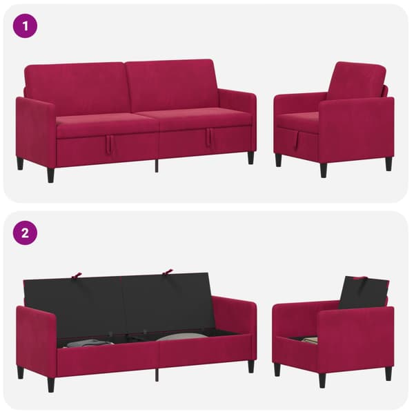 Soffgrupp med förvaring 2 st Vinröd Polyester