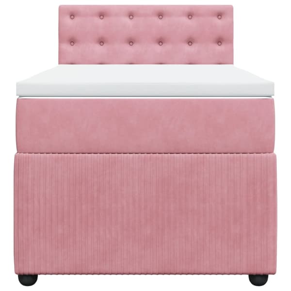 Ramsäng med madrass rosa 90x200 cm sammet