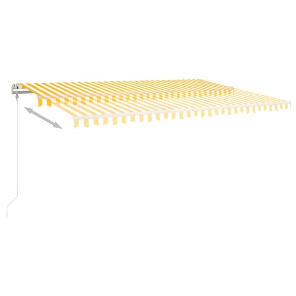 Automatisk markis med vindsensor & LED 500x350 cm gul/vit
