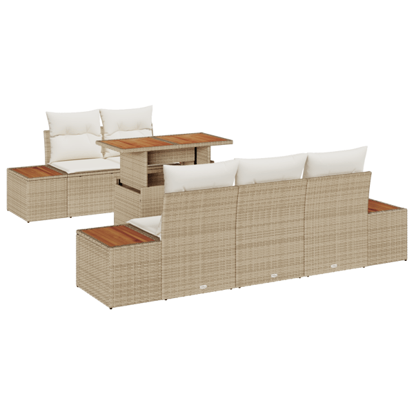 Trädgårdsoffset med lagring 6 pcs Beige Poly rattan