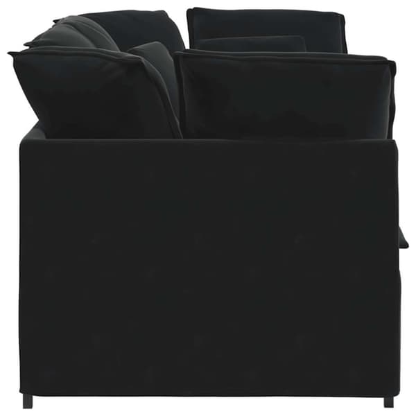 Modulsoffa med kuddar sammet svart