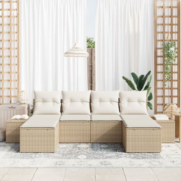 Trädgårdsoffset 4 st Beige och gräddfärgad konstrotting