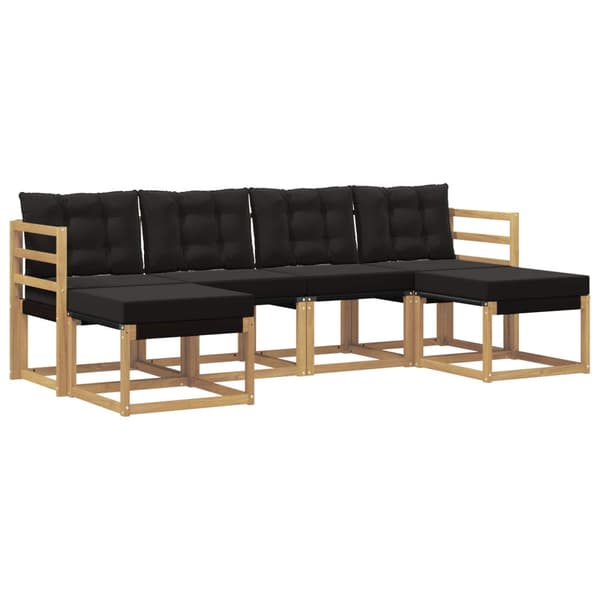 Utomhussoffset med kudde 6 pcs Vit och svart