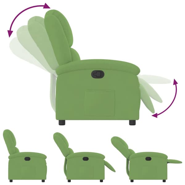 Reclinerfåtölj ljusgrön sammet