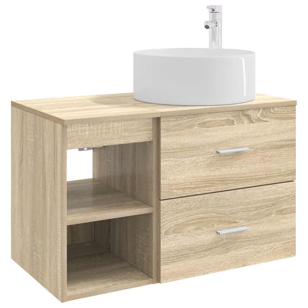 Badrumsmöbelset 2 pcs Sonoma-ek Konstruerat trä