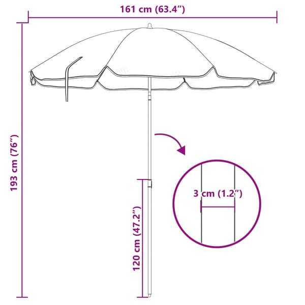 Parasoll Blå och Vit 161 x 161 x 193 cm Polyester