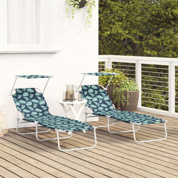 Solstol 2 pcs Grön 58 x 188 x 77cm Polyester