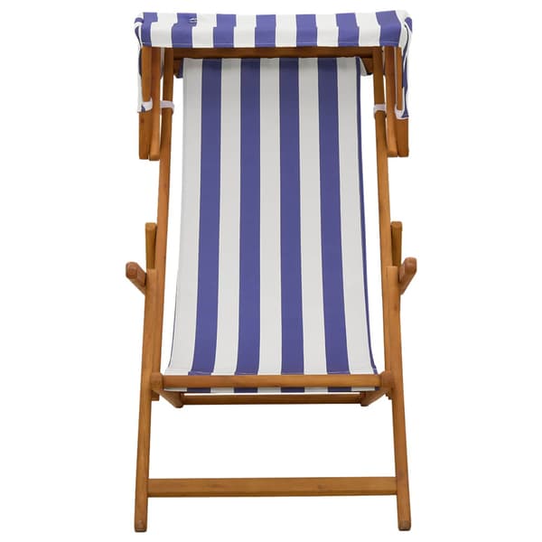 Deck Chair 2 st 3 Position Massiv Eukalyptus Trä Blå och Vit