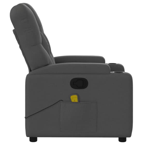 Massagefåtölj mörkgrå tyg