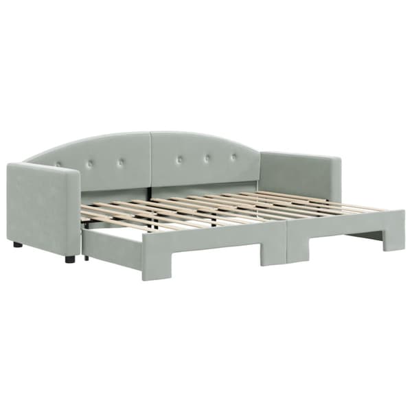 Dagbädd utdragbar ljusgrå 80x200 cm sammet