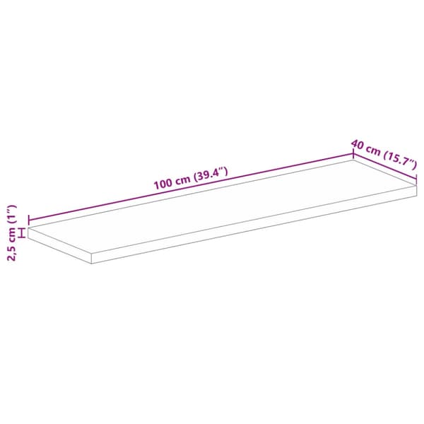 Bordsskiva 100x40x2,5 cm rektangulär massivt mango-trä