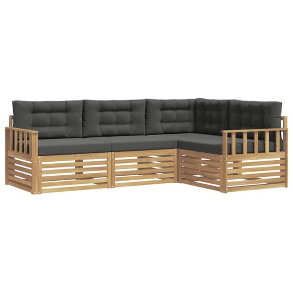 Utomhussoffset med kudde 5 pcs Vit och antracit Polyester