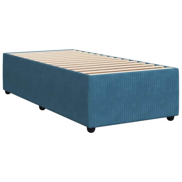Ramsäng med madrass blå 90x200 cm sammet