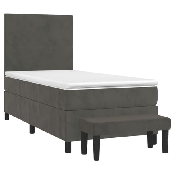 Ramsäng med madrass mörkgrå 100x200 cm sammet