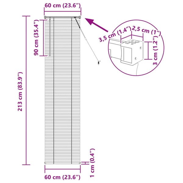 Persienn Vit 213 x 60 cm PVC