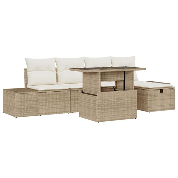 Trädgårdsoffset 6 pcs Beige konstrotting