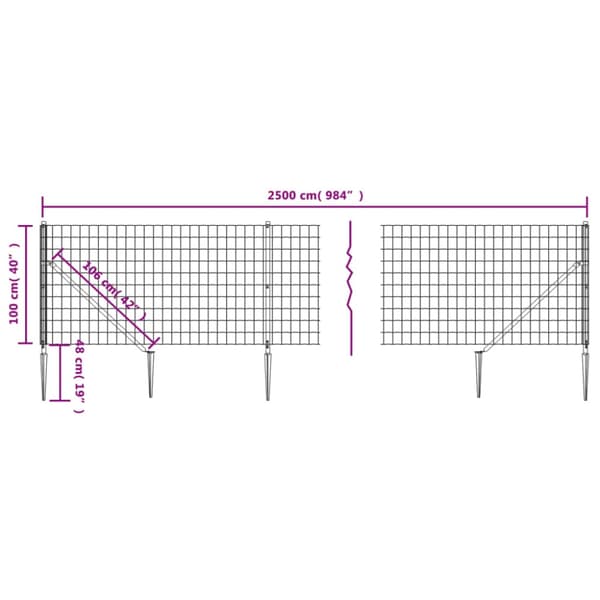 Stängsel med markspett antracit 1x25 m