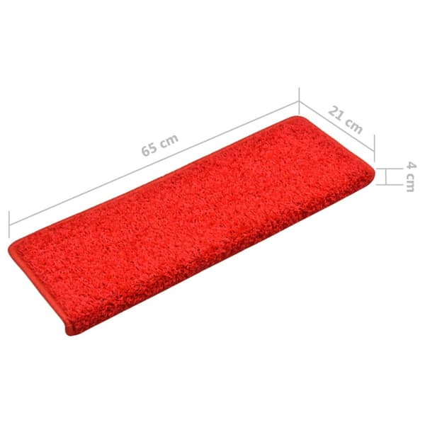 Trappmattor 10 st 65x21x4 cm röda rektangulära kanter