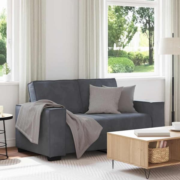 2-sitssoffa mörkgrå 160x78x84 cm sammet