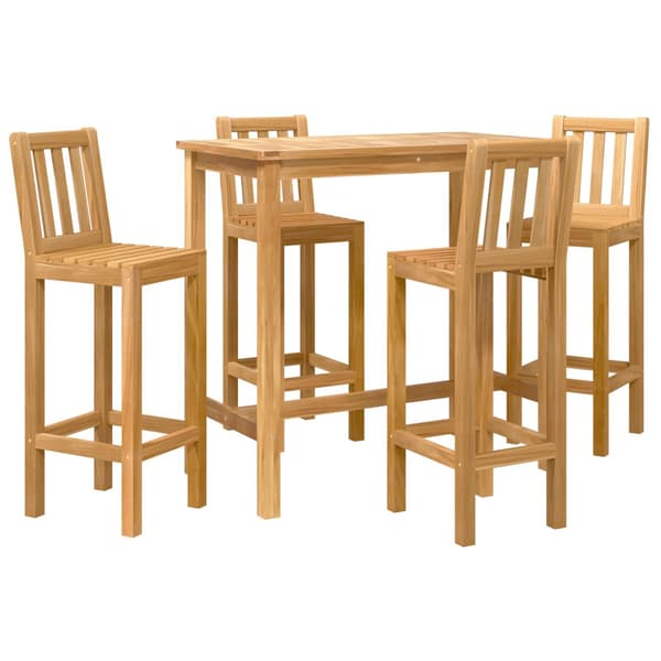 Utomhus Bar Set 5 pcs Obehandlad Massivt teakträ