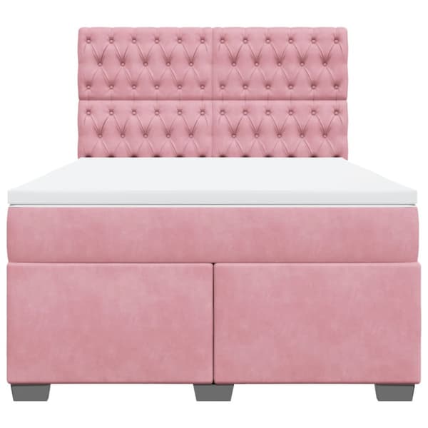 Ramsäng med madrass rosa 160x200 cm sammet