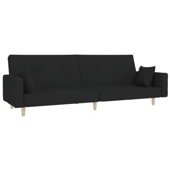 Bäddsoffa 2-sits med två kuddar svart tyg