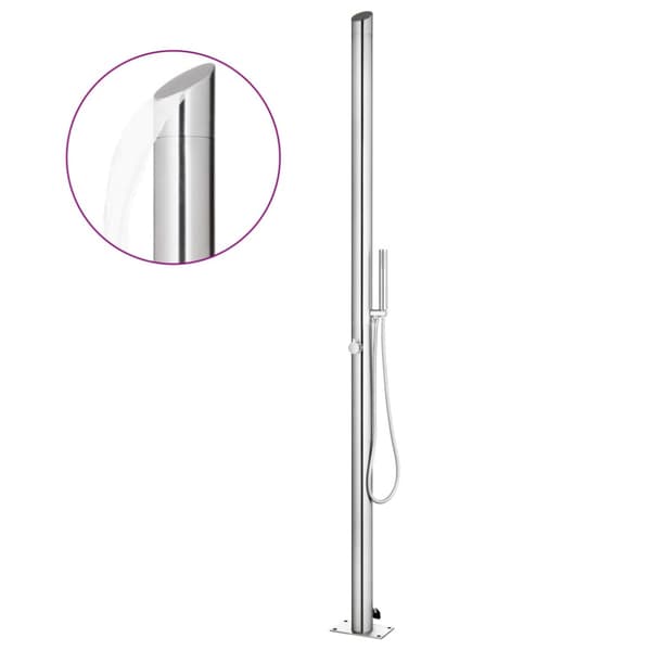 Trädgårdsdusch med grått golv 225 cm rostfritt stål