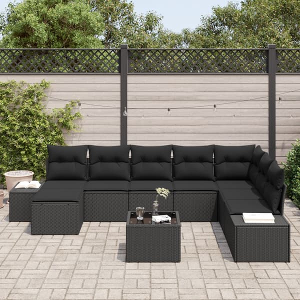 Trädgårdsoffset med kudde 9 pcs konstrotting