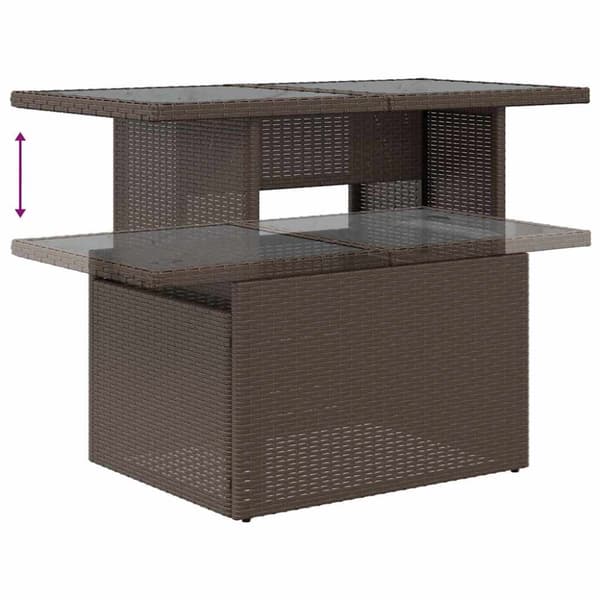 Trädgårdsoffset med kudde 6 pcs Brun Poly rattan