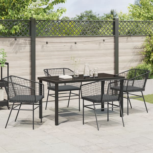 Trädgårdsmöbelset 5 pcs Svart konstrotting