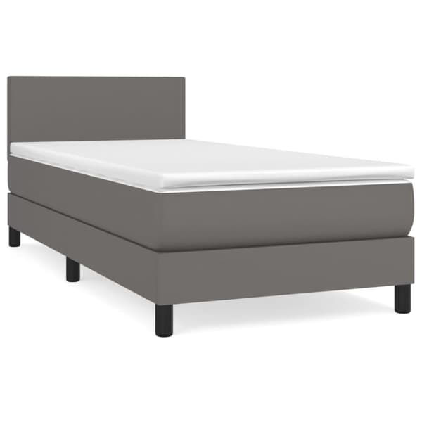 Ramsäng med madrass grå 100x200 cm konstläder