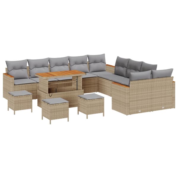 Trädgårdsoffset 14 pcs Beige konstrotting