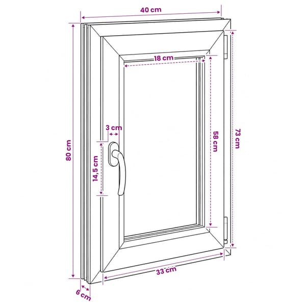 Källarfönster RISOR 40 x 80 cm PVC och glas