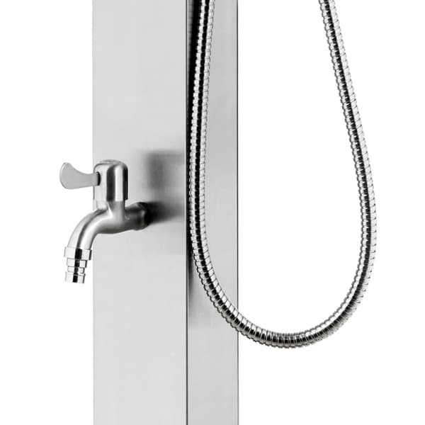 Trädgårdsdusch med grått golv 225 cm rostfritt stål