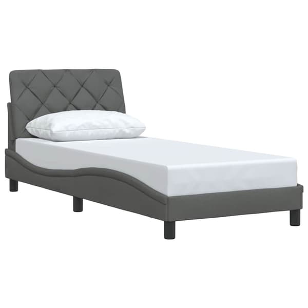 Bed Frame without Mattress Dark Grey 90x190 cm Fabric
